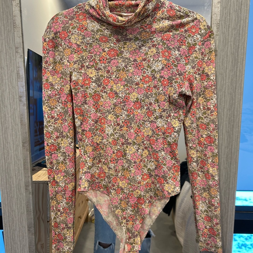 H&M Floral Multicolor Long Sleeve Bodysuit